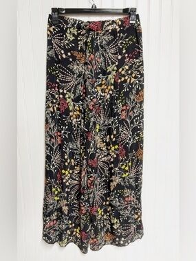 Johnny Was Palazzo Black Floral Pants